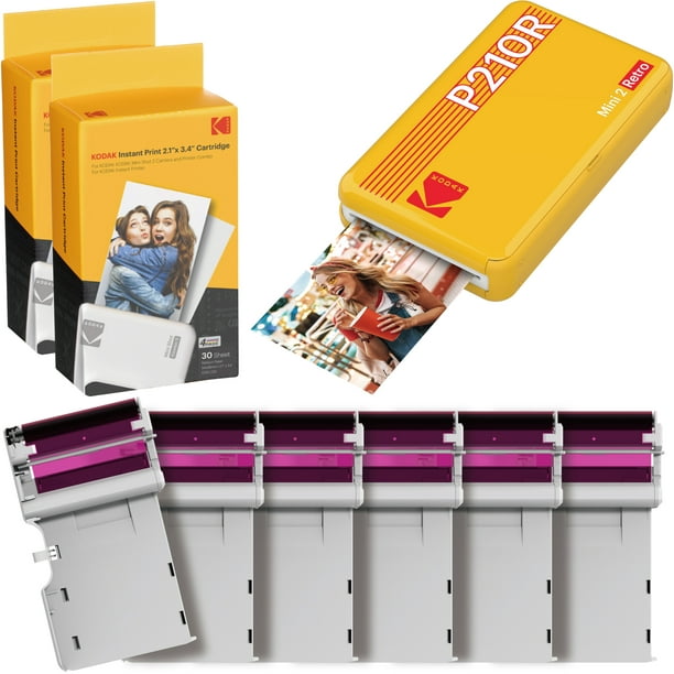 Buy Kodak Mini 2 Retro Portable Instant Photo Printer (P210R) - Printer + 8  Sheets - Yellow online Worldwide 