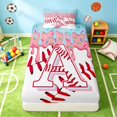 thumbnail image 4 of Manfei Girls Baseball Twin Sheets, Cute Monogrammed A Bedding, Pink Light Blue A 3 Pieces(1 Flat Sheet, 1 Fitted Sheet and 1 Pillowcase), 4 of 6
