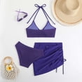thumbnail image 4 of Traje de baño para mujer, bikini de 3 piezas, secado rápido, espalda abierta, color liso, conjunto de traje de baño para mujer, 4 of 7