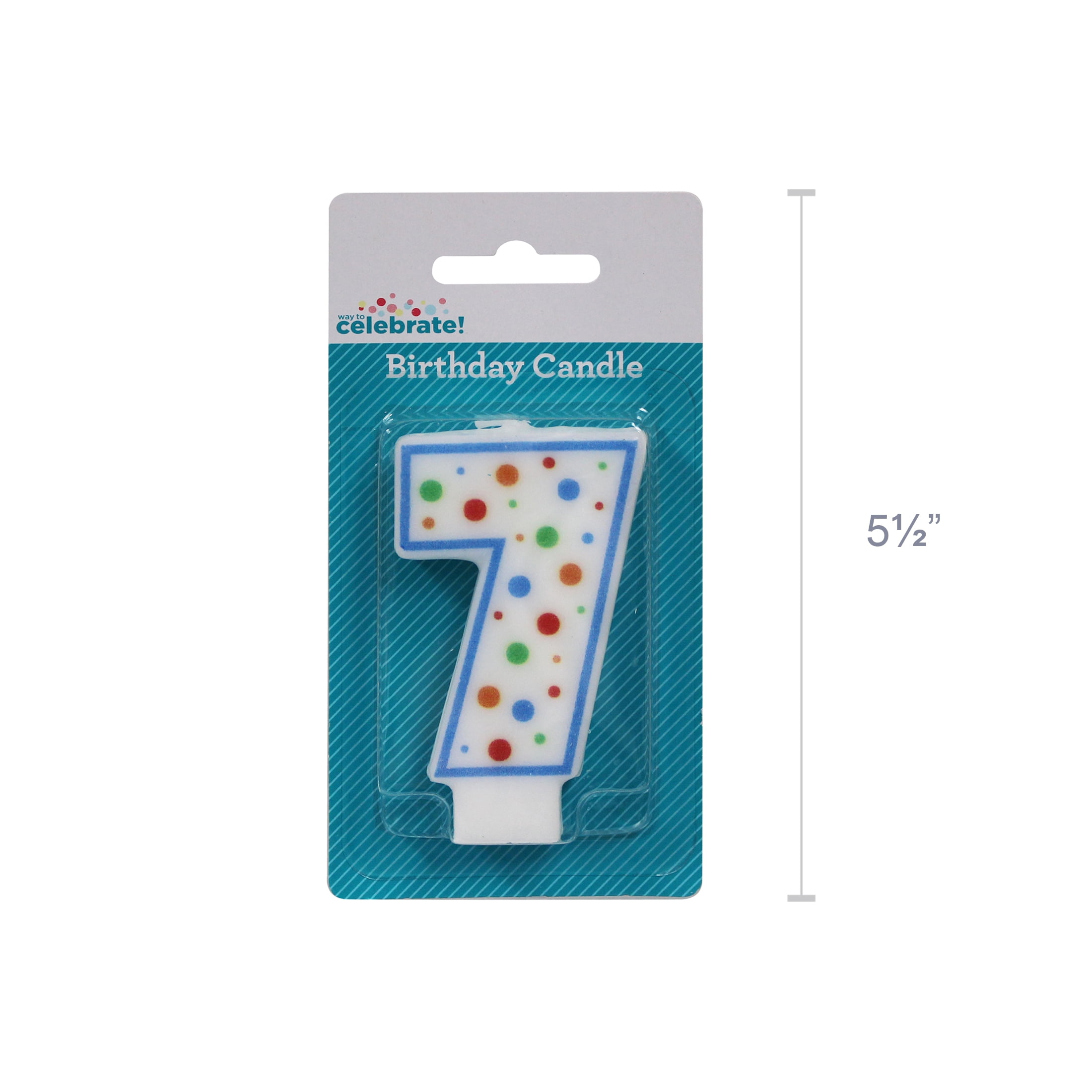 Way to Celebrate! Assorted Colors Birthday Candle, Number 7