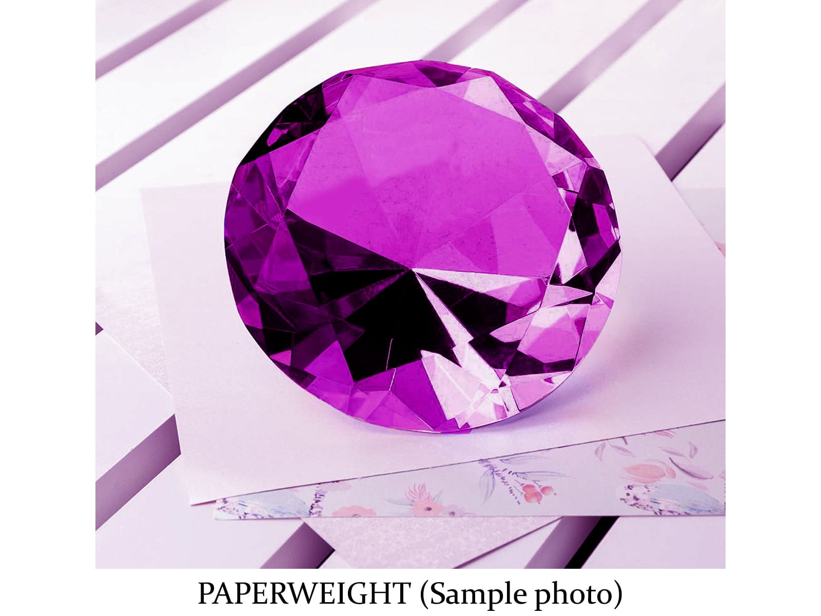 60mm/2.36'' Round Light Pink Sapphire Glass Crystal Diamond Shaped Paperweight 