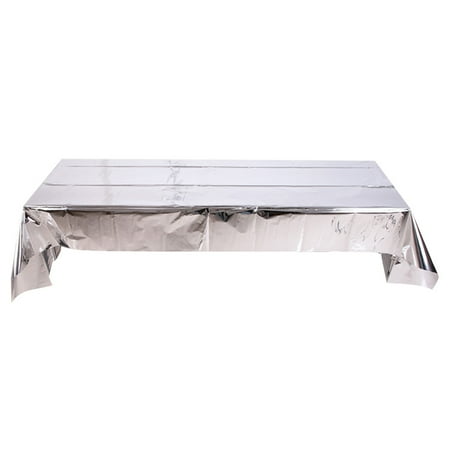 

Glossy PET Tablecloth Glitter Picnic Table Covers Table Decor Party Supplies for Festival Xmas Birthday (Silver)