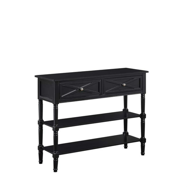 Convenience Concepts Country Oxford 2, Barb Small Console Table White Gloss Black