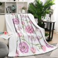 thumbnail image 2 of Chic Vintage Floral Blanket: Watercolor Pink Rose Peony Design - Soft, Lightweight & Warm 50x60in Throw Blanket - Cozy Blanket for Women's Gifts & Room, Couch Decor, 2 of 5