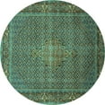 thumbnail image 1 of Ahgly Company Machine Washable Indoor Round Persian Turquoise Blue Traditional Area Rugs, 6' Round, 1 of 4