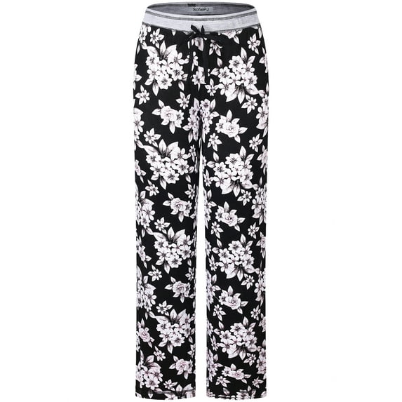 SofiePJ, Women's, Printed Long Sleepwear Lounge Pajama Pants, Black, L