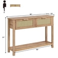 thumbnail image 2 of EDTara Boho Rattan Console Table with 2 Drawers & 2 Tiers, Reclaimed Caramel Oak Entryway Sofa Table, Storage Hallway/Foyer Table for Home Décor, 2 of 6