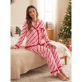 thumbnail image 6 of LMLYSoH Women Christmas Pajamas Set, Striped Long Sleeve Tops and Tie Waist Pants, 6 of 9