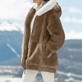 thumbnail image 6 of Ovbmpzd Zip Up Women Jacket Hooded Fleece Brown Casual Warm Long Sleeve Fuzzy Jackets Womens Coat S, 6 of 8
