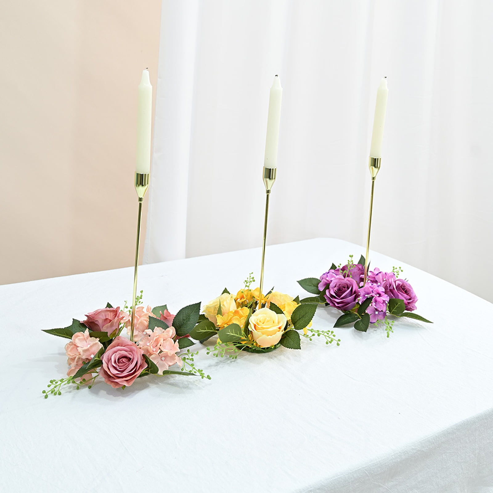 NOLITOY 2pcs Candlestick Garland Desk Topper Valentine Candle Rings Small  Green Wreath Valentine Table Decor Garland for Table Artificial Flower