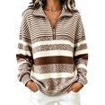 thumbnail image 2 of Womens Striped Sweatshirt With Quarter Zip Pullover Collar And Long Sleeves For Casual Weekend Wear And Everyday Layering, 2 of 8