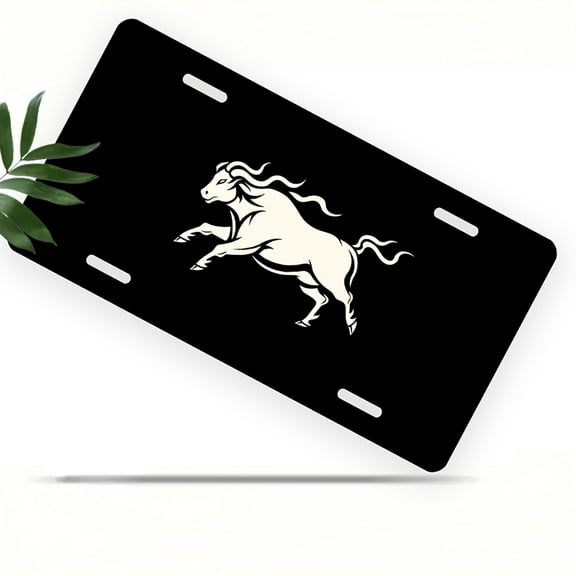 Charging Bull Silhouette Front License Plate, Metal License Plate, Funny Standard Plates Personalized Novelty Decorative For Men/Women/Boys/Girls Car 6×12 Inch