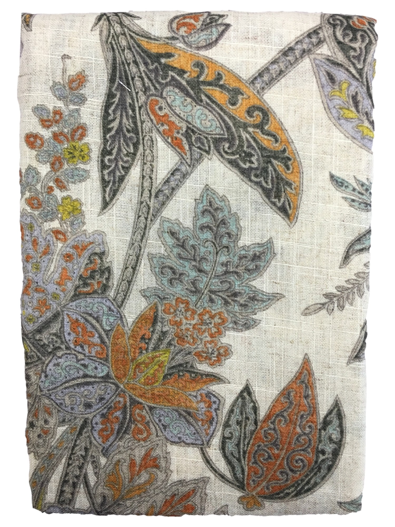 Echo Ishana 70" Rd Fabric Tablecloth Jacobean Floral Polyester Linen Blend 