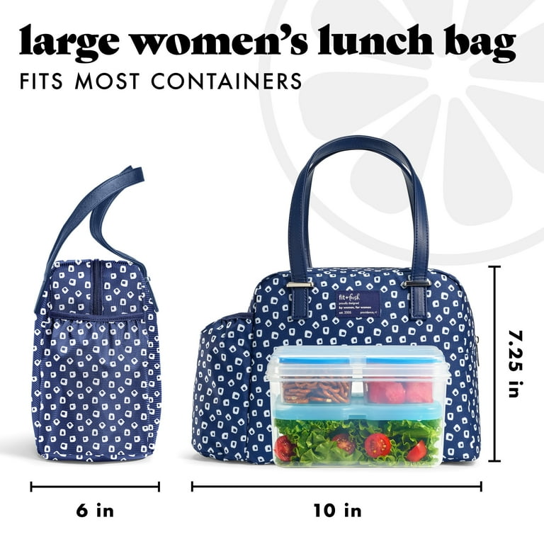 Fit + Fresh Laketown Women's Lunch Bag, Navy Dot photo 4