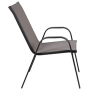 BizChair 4 Pack Gray Outdoor Stack Chair with Flex Comfort Material and Metal Frame