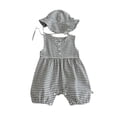 thumbnail image 2 of LYMAYTER ‌Infant Baby Girl Lightweight Romper Hat Set Sleeveless Plaid Floral Print Summer Wear One-Piece‌ 3-24M‌, 2 of 8