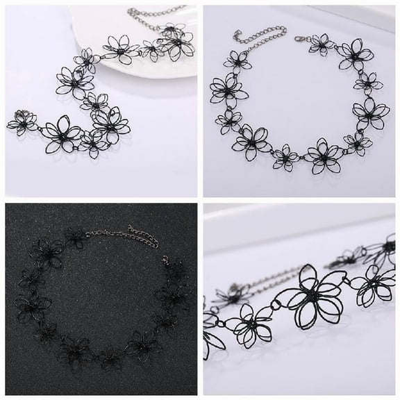 36CM Gorgeous Black Flower Charm Clavicle Choker Dainty Gifts for Anniversary