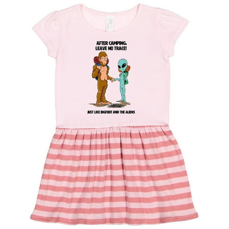 

Inktastic After Camping Leave No Trace Just Like Bigfoot and Aliens Gift Toddler Girl Dress