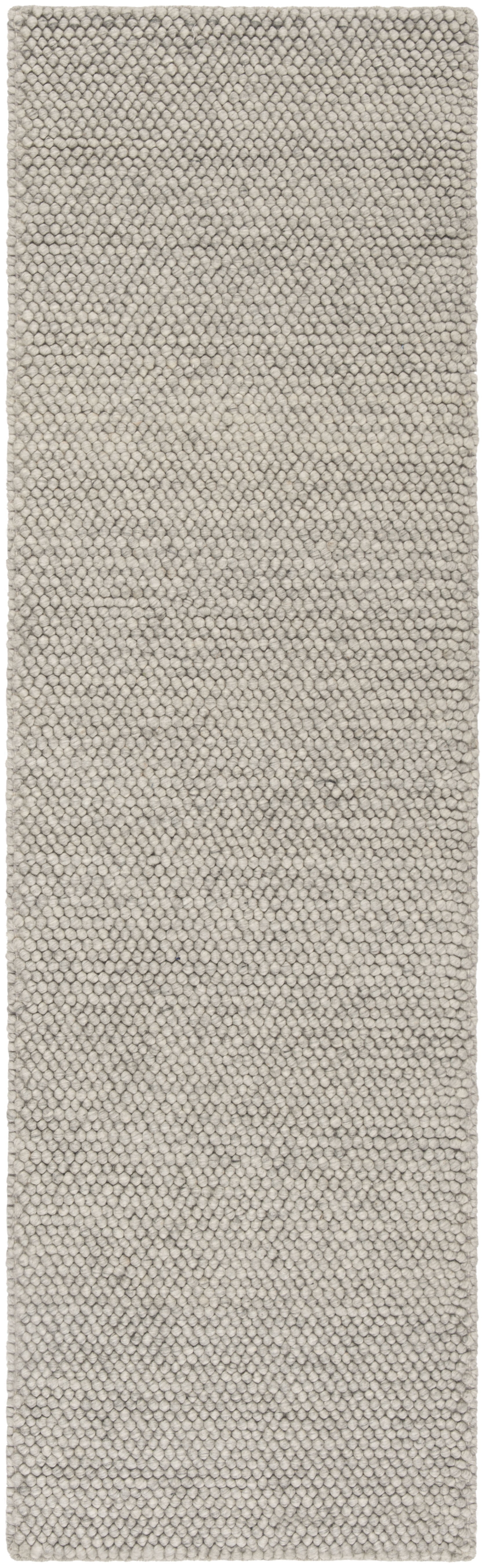 SAFAVIEH Natura Feride Geometric Runner Rug, Silver, 2'3" x 12' - Scandinavian Design, Silver, Handmade Wool Blend, Ideal for Living Room, Bedroom, Dining Space, Entryway, Hallway, Kitchen