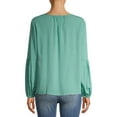 thumbnail image 5 of Time and Tru Women's Long Sleeve Split Neck Top, 5 of 6