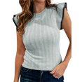 thumbnail image 2 of LANGWYQU Ruffle Puff Sleeve Women Slim Fit Casual Knit Tops Tank Tops, 2 of 5