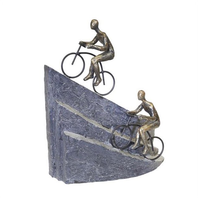 Benzara BM205087 Transitional Polyresin Bike Riders Mountain Figurine, Bronze