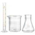 thumbnail image 1 of 3pcs Glass Graduated Cylinders Beakers Conical Flask Scientific Laboratory Tool, 1 of 8