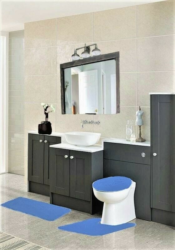 Baby Blue Toilet Lid Cover Elongated Soft Top Non Slip Plush Nylon Washable Bath 