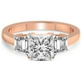 thumbnail image 3 of 2 Carat IGI Certified Princess Shape Lab Grown Diamond Engagement Ring | 14K Rose Gold |Dianna Three Stone Side Trapezium Diamond Ring | FG-VS1-VS2 Quality Friendly Diamonds, 3 of 5