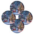 thumbnail image 2 of 15.4" Round Placemat Set of 4 Polyester Fabric Place Mats Non-Slip Dining Kitchen Table Mats for Kitchen Party Decor Snowman Next To Christmas Tree, 2 of 5