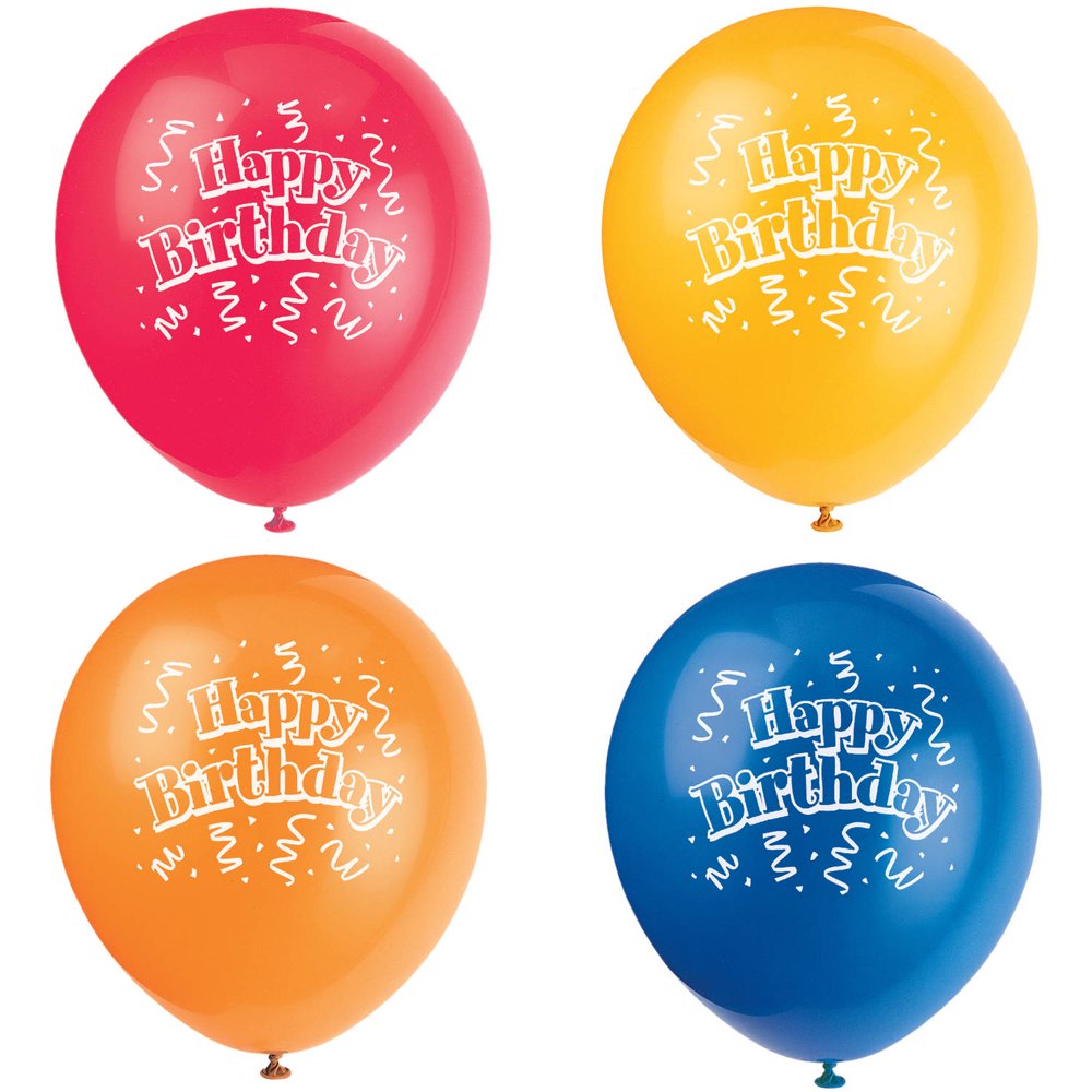 12" Latex Brilliant Birthday Balloons, 8Count