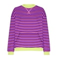 thumbnail image 3 of Women's Loose Sweatshirt Casual Striped Colorblock Pullovers Long Sleeve Crew Neck Sweatshirts with Pocket 2025 Fall Versatile Outfit, 3 of 5