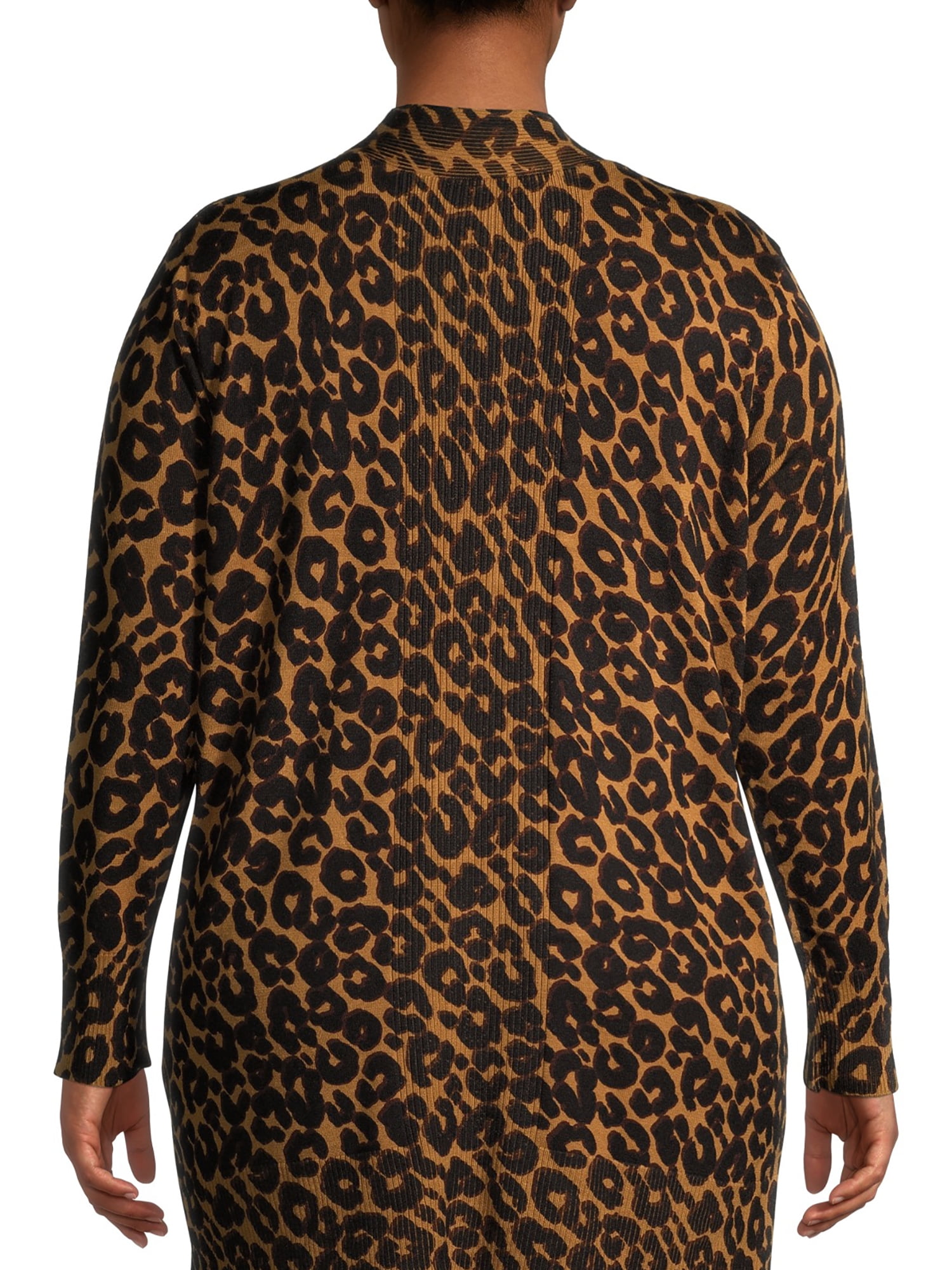Terra & Sky Women's Plus Size Everyday Essential Leopard Print Open-Front  Cardigan