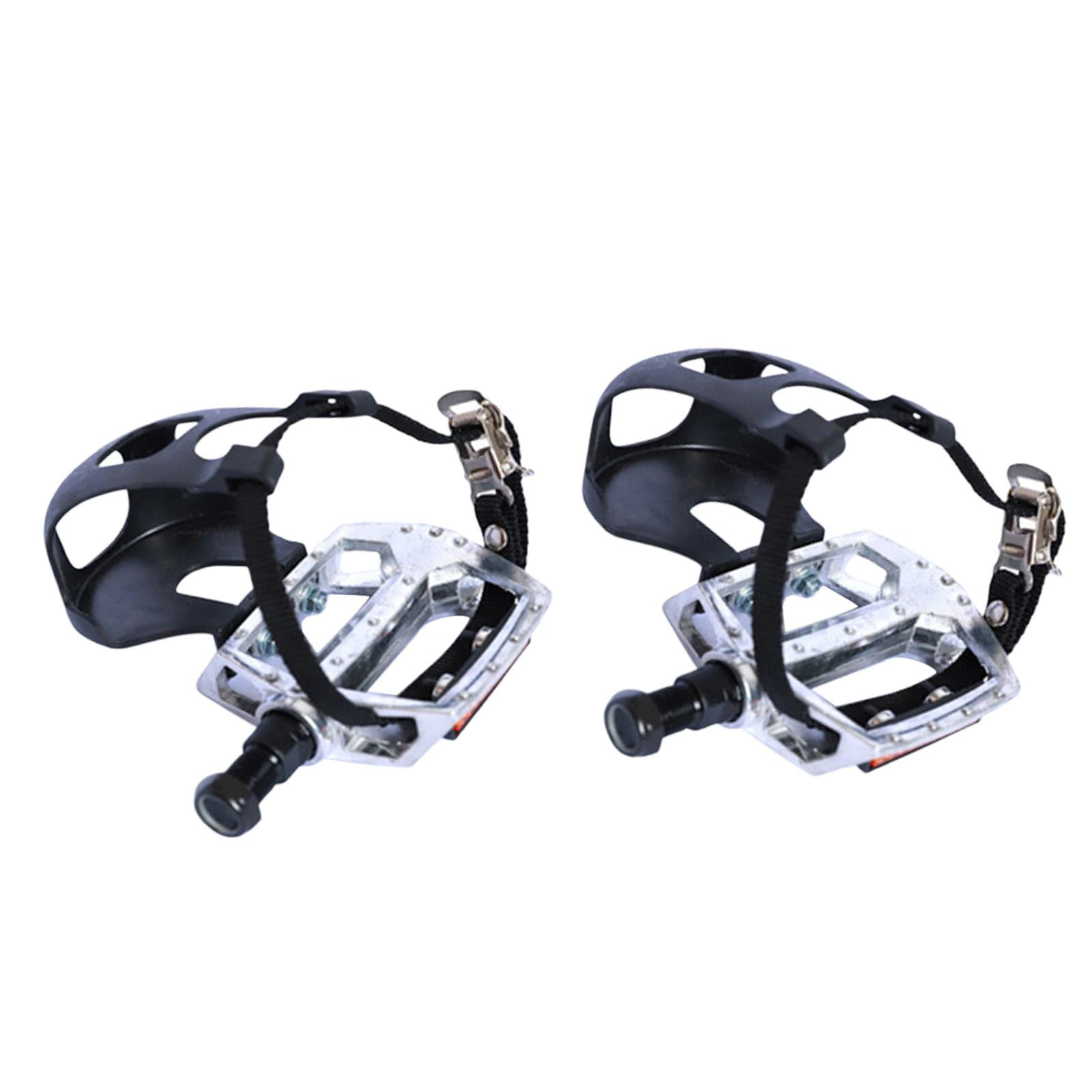 Bike Pedals Toe Cages, Bike Pedal with Straps and Toe Clips for Outdoor Cycling and Indoor
