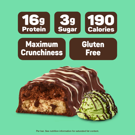 FITCRUNCH HIGH PROTEIN BAKED BAR, MINT CHOCOLATE CHIP, 16G PROTEIN, 1.62OZ, 4 COUNT