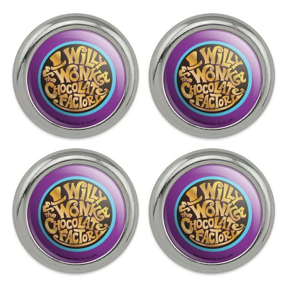 Willy Wonka and the Chocolate Factory Logo Metal Craft Sewing Novelty Buttons - Set of 4