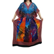 Mogul Long Caftan Dress Printed Colorful Evening Beach Cover Up Dresses