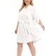 thumbnail image 1 of Vestido de mujer de talgrande con mangas enrollables por encide rodilla, informal, con cinturón, vestido camisero de mezclilblanco 3XL, 1 of 6