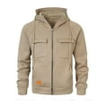 thumbnail image 3 of Fmbrln Mens Trendy Workout Hoodies Casual Full Zip Up Long Sleeve Hooded Sweatshirts Loose Comfy Athletic Coat with Pockets Khaki M, 3 of 5