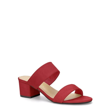 

Unique Bargains Women s Block Heel Dual Straps Slide Sandals