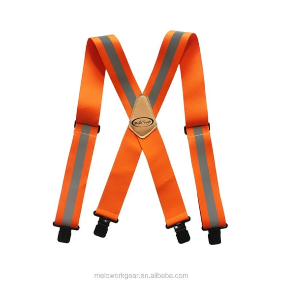 MELOTOUGH Reflective Safety Suspenders Work Suspenders with Hi Viz Reflective Strip Hold Up Tool Belt Suspenders(Hi Viz orange)