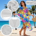 thumbnail image 7 of DISNIMO Tropical Plants Printed Women's Plus Size Kaftan Dress Beach Lounge Kaftan Maxi Dress V-Neck Batwing Sleeve Swimsuit Coverups Lightweight Soft Beach Cover Ups for Bathing Suit, 7 of 7