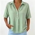 thumbnail image 5 of Kezqiaxn Plus Size Shirts for Women Short Sleeve Collared Button Down Shirts Business Dressy Work Blouses Summer Clothes, 5 of 6
