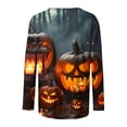thumbnail image 5 of CLOISE Womens Halloween Shirts Fashion Halloween Pumpkin Print Tees Long Sleeve Round Neck Tops Basic Tunic Oversized Shirts Spooky Season Clothes Halloween Gift, 5 of 5