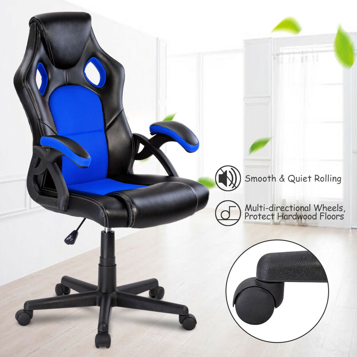 Costway Pu Leather Executive Bucket Seat Racing Style Office Chair Costway Pu Leather Executive Bucket Seat Racing Style Office Chair Computer Desk Task Com