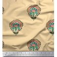 thumbnail image 1 of Soimoi Polyester Crepe Fabric Leaves & Floral Block Decor Fabric Printed Yard 52 Inch Wide, 1 of 3