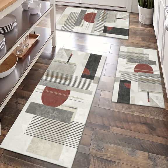 Floor Rugs Sets 3 Piece with Runner, Farmhouse Kitchen Rugs and Mats Non Skid Washable Runner Rug for Kitchen Sink Laundry