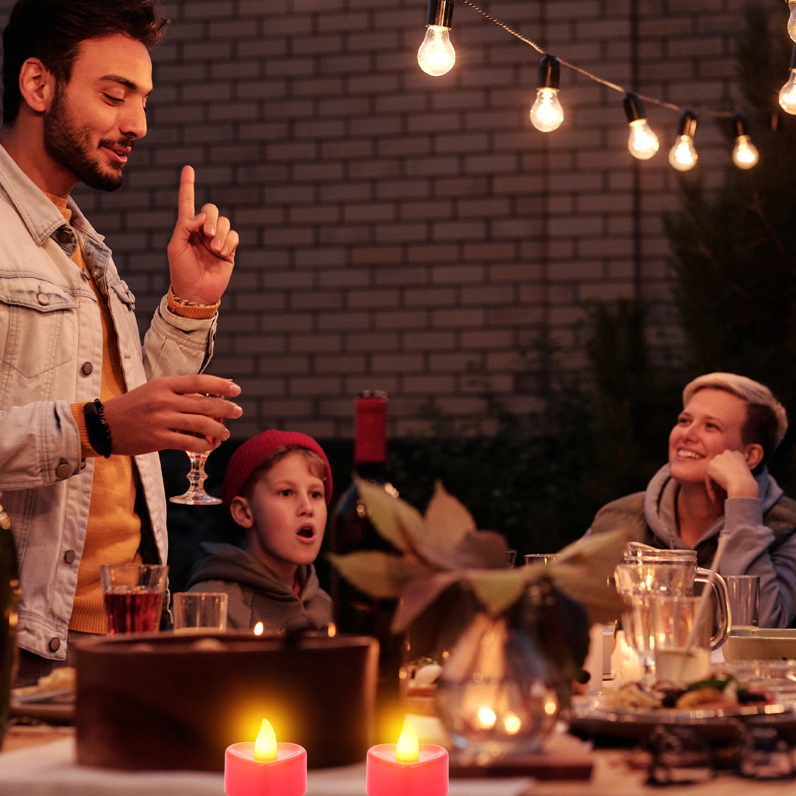 24 Pack Heart-Shaped LED Tea Lights With Rose Petals - Flameless Flickering Candles For Romantic Nights & Parties