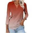 thumbnail image 1 of Birdeem Blouses pour Femmes T-Shirt Assorti Col en V Col Rabattu Manches 3/4, 1 of 1