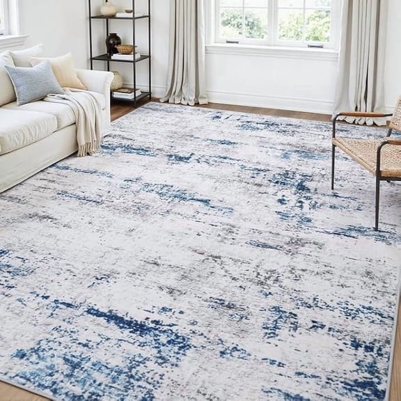 Sxpopstore Area Rug with Living Room Rugs: 5x7 Large Soft White Gray Blue